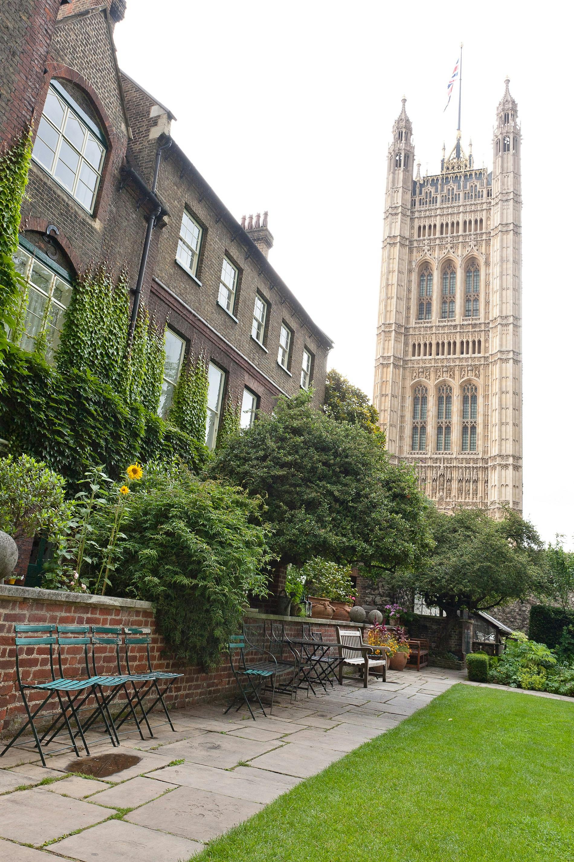 College Garden at Westminster Abbey, lush greenery, ideal for outdoor events and gatherings.